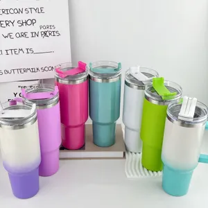 40oz Stainless Steel Insulated Tumbler with Handle and Straw Lid Large Travel Mug Cup