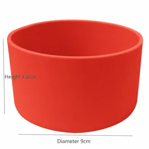 Silicone boot detail, red protective sleeve for water bottle bottom, 9cm diameter size.