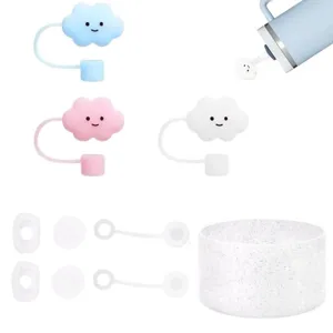 Ensemble de couvre-paille nuage mignon accessoires de tasses en silicone anti-fuite