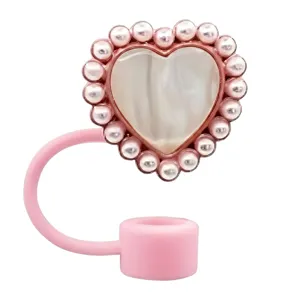 Rosa Herz Perle Strohhalm Abdeckung Staubstopfen für Becher 40oz Zubehör neu design