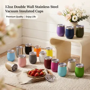 Vaso de Vino Insulado al Vacío de Acero Inoxidable 12oz Taza de Huevo de Doble Pared