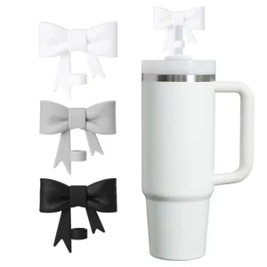 Couvercle paille nœud silicone 10mm bouchon anti-poussière pour tasse mignon accessoire