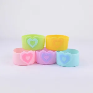 Silicone Straw Cover And Cup Sleeve Set Cute Heart Dust Proof Cap Protective Bottom Boot For Tumbler