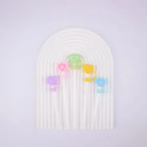 Colorful heart silicone straw cap dustproof protective cover for tumbler cups accessories