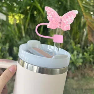 Rosa Schmetterling Strohhalm Topper für Stanley Cup 10mm großer Strohhalm Staubschutz Zubehör