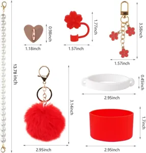 Set de accesorios Stanley tabla de tallas con correa de perlas llavero pompón y funda silicona.