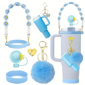 Set cinturino margherita copricanna pompon portachiavi per accessori tazza tumbler