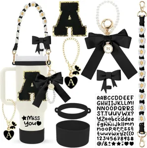 Tumbler Cup Accessories Silicone Sleeve Handle Strap Letter Chain Bow Cup Ring Decorative Charm Collection