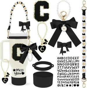 Stanley tumbler accessories set with silicone boot daisy strap letter charm bowknot 8pcs