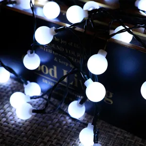 Guirlande lumineuse LED solaire exterieure boules rondes jardin fete etanche decoration.