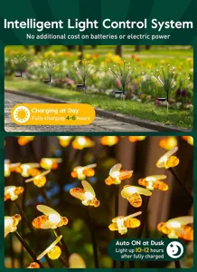 Solarbeleuchtung Biene für Garten, wasserdichte LED Rasenleuchte mit Dämmerungssensor außen dekorativ.