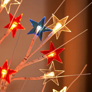 LED Stern Zweig Lichter rot blau festliche Party Dekoration leuchtende Baum Ornamente Innen