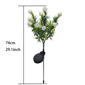 Solar garten blumen licht wasserdicht LED aussen rasen deko weisse rose beleuchtung 74cm