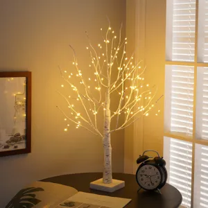 Albero di betulla bianco LED luce filo di rame decorazione per la casa interna e festa.