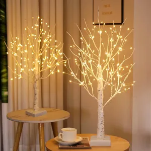 Luce albero di betulla bianca LED per interni e feste, rami luminosi in filo di rame.