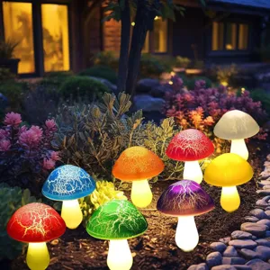 Extérieur solaire LED fissuré champignon piquets lumières étanche jardin décoratif