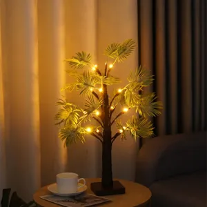 LED feux d'arbre feuille de bananier chambre déco maison fête atmosphère lampe bonsai détails