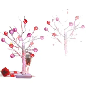 LED San Valentino albero di betulla a cuore luce romantica decorazione per stanza