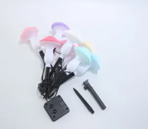 Lampes solaires LED champignon de jardin exterieur etanche colorees fissures piquets sol