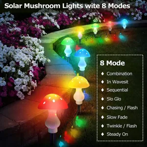 Lampes solaires de jardin LED champignons, éclairage décoratif extérieur étanche pour allée.