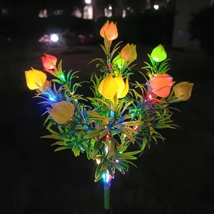 Solar LED Garten Blumenleuchte für Außenrasen Dekoration und Hofbeleuchtung in der Nacht.