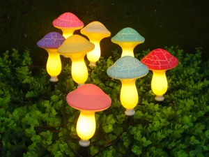 LED solaire craquelé champignon jardin piquet lumière étanche éclairage extérieur paysage.