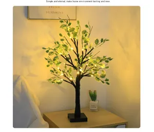 Lampe d'arbre à feuilles vertes LED veilleuse décorative intérieure pour chambre salon