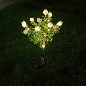Solar LED Blumen Gartenleuchte Aussen wasserdichte dekorative Rasenlampe fuer Hof Garten Weg