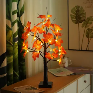 Lampada decorativa ad albero in foglia d'acero LED per illuminazione ambientale da scrivania.