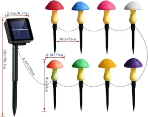 Lampes de jardin champignon en verre craquelé solaire étanches extérieur LED décoration de cour