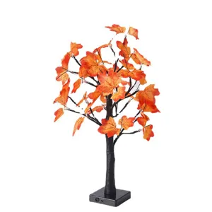 LED Luce Albero di Acero Decorazione Tavolo Foglia Arancione Lampada USB Funzionante a Pile