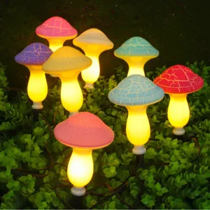 Solaire Extérieur Étanche Craquelé Champignon Décoratif Lumières Multicolore LED Piquet Lumières Pour Cour Pelouse Pâques