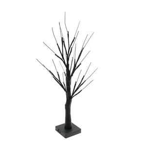 Schwarze LED Tischbaum Lampe mit vielen Zweigen und stabiler Basis fuer festliche Deko.