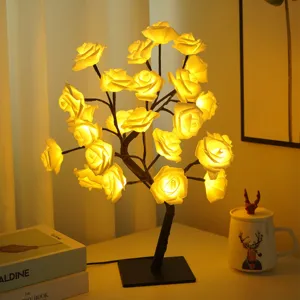 Lampe Arbre à Roses Artificielle Veilleuse Branches LED USB Romantique Maison Chambre Décoration Fête de la Saint-Valentin