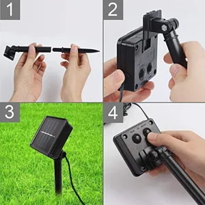 Pièces d'installation de guirlande solaire, support réglable et accessoires solaires.