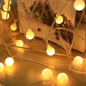 Guirlande lumineuse LED boule givree blanc chaud pour tente camping chambre fete noel deco
