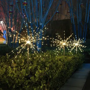Luces Solares de Estaca para Jardín Impermeables Para Exteriores Luces de Fuegos Artificiales Con 8 Modos LED Iluminación Paisajística