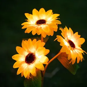 Lámpara solar de jardín LED de girasol impermeable césped paisaje flor decorativa estaca luz