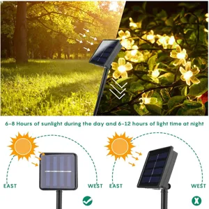 Guirlande lumineuse LED fleur de cerisier solaire extérieure étanche jardin déco