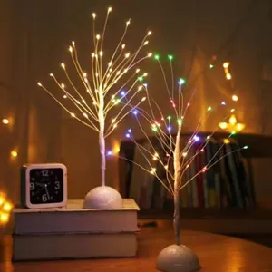 Lampada da tavolo albero filo di rame LED a batteria decorazione luminosa natalizia
