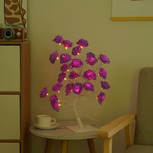 Lumière d'arbre de rose LED veilleuse de branche artificielle pour déco de maison
