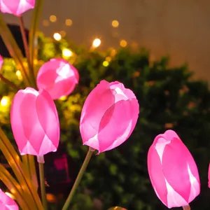 Lampes Tulipes Solaires Extérieures Étanche LED Pieu de Jardin Décor pour Pelouse