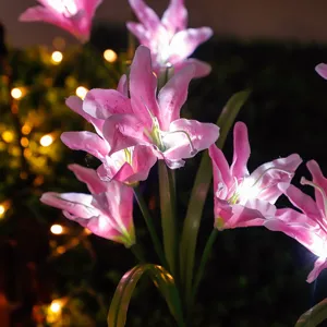 Lumières De Fleurs De Lys Solaires Extérieur Jardin Étanche LED Paysage Pieu Décor