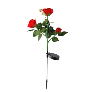 Outdoor solar rose flower light LED garden stake waterproof landscape lawn yard decor lamp