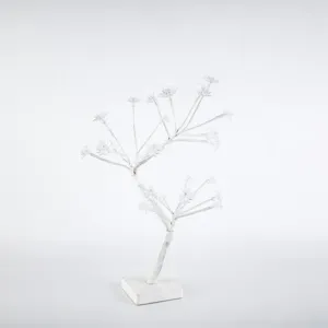 Veilleuse arbre décoratif LED, branche de fleurs artificielle blanche, USB et piles.