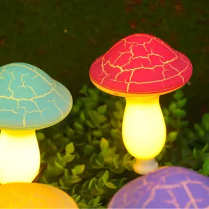 Lampe decorative de champignon fissure LED etanche exterieure solaire principale.