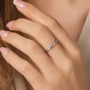 Close-up shot of the stainless steel wheat carved ring showing intricate vintage details.