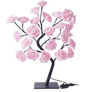 LED rose arbre lumineux 24 lampes fleurs romantiques veilleuse de décoration chic