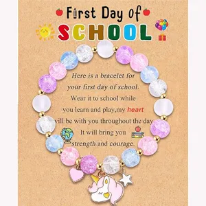 Kids Graduation Season Beaded Bracelet Colorful Polymer Clay Handwoven Bracelet With Blessing Card Gift Jewelry