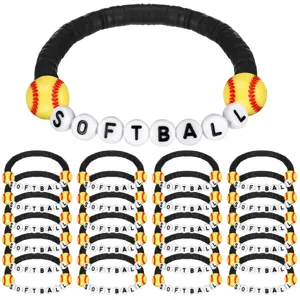 24pcs Softball Beaded Bracelets Stackable Sports Charm Bracelets for Team Sports Fan Gifts